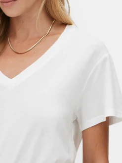 T-shirt Met V-hals Van Katoenmix