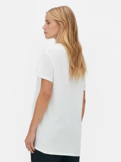 T-shirt Met V-hals Van Katoenmix