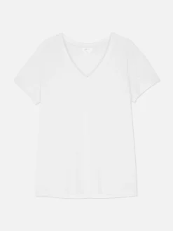 T-shirt Met V-hals Van Katoenmix