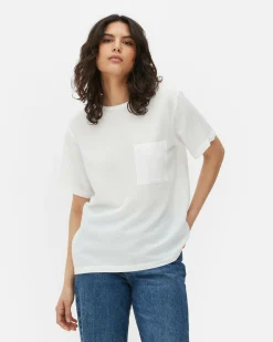 T-shirt Van Linnenmix Met Borstzakje