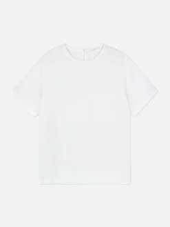 T-shirt Van Linnenmix Met Borstzakje