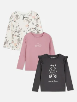 T-shirts Met Lange Mouwen En Balletprints, Set Van 3