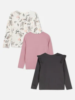 T-shirts Met Lange Mouwen En Balletprints, Set Van 3