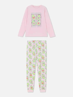 Velours Pyjama Met Avocadoprint