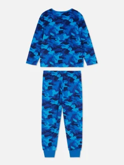 Velours Pyjama Met Camouflageprint