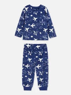 Velours Pyjama Met Print
