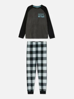Velours Pyjama Met Ruitmotief