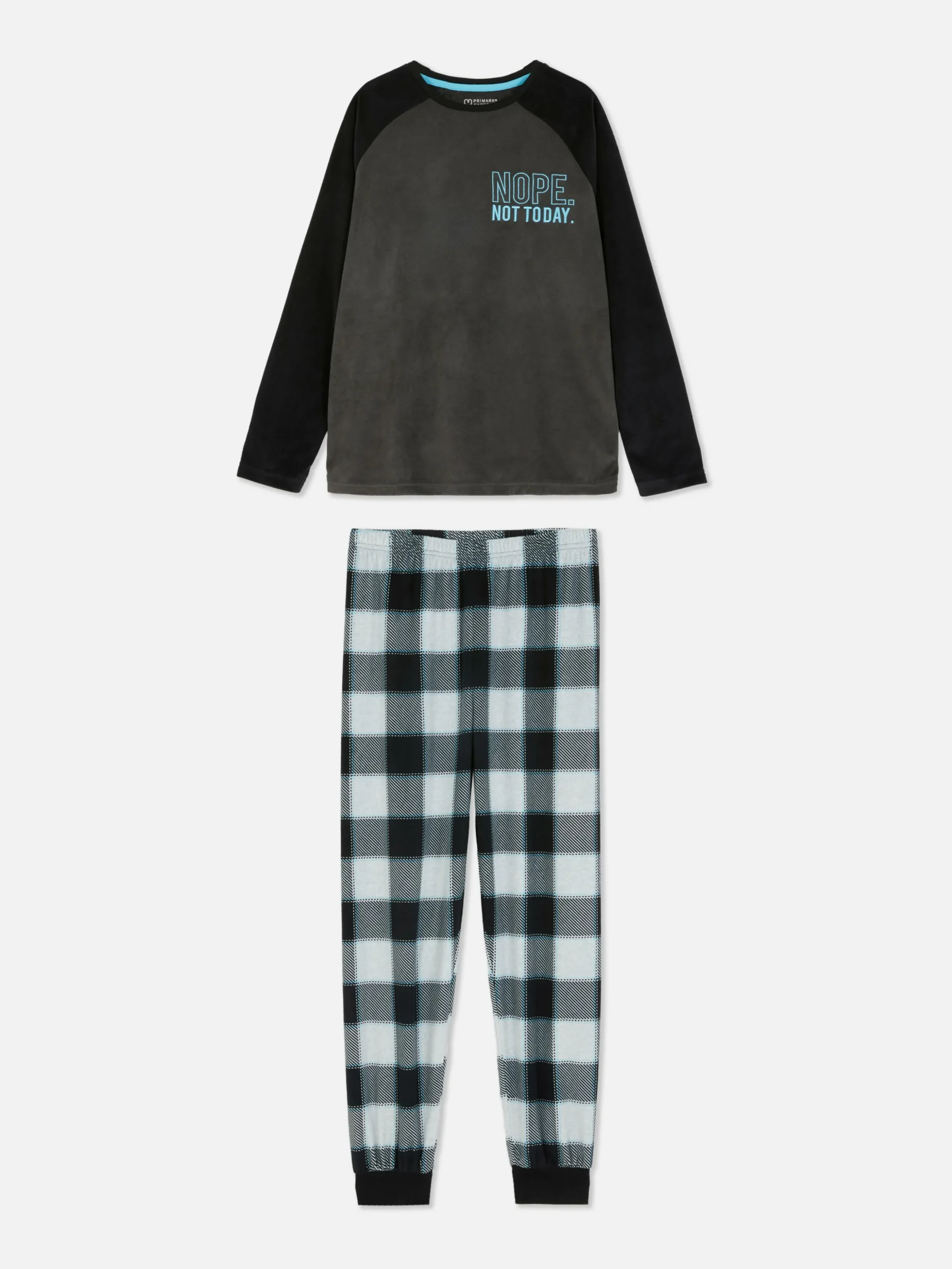 Velours Pyjama Met Ruitmotief