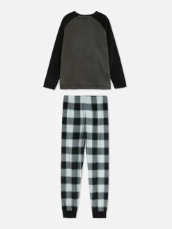 Velours Pyjama Met Ruitmotief