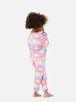 Velours Pyjama Met Wolken En Kleurverloop