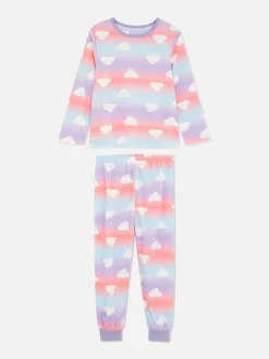 Velours Pyjama Met Wolken En Kleurverloop