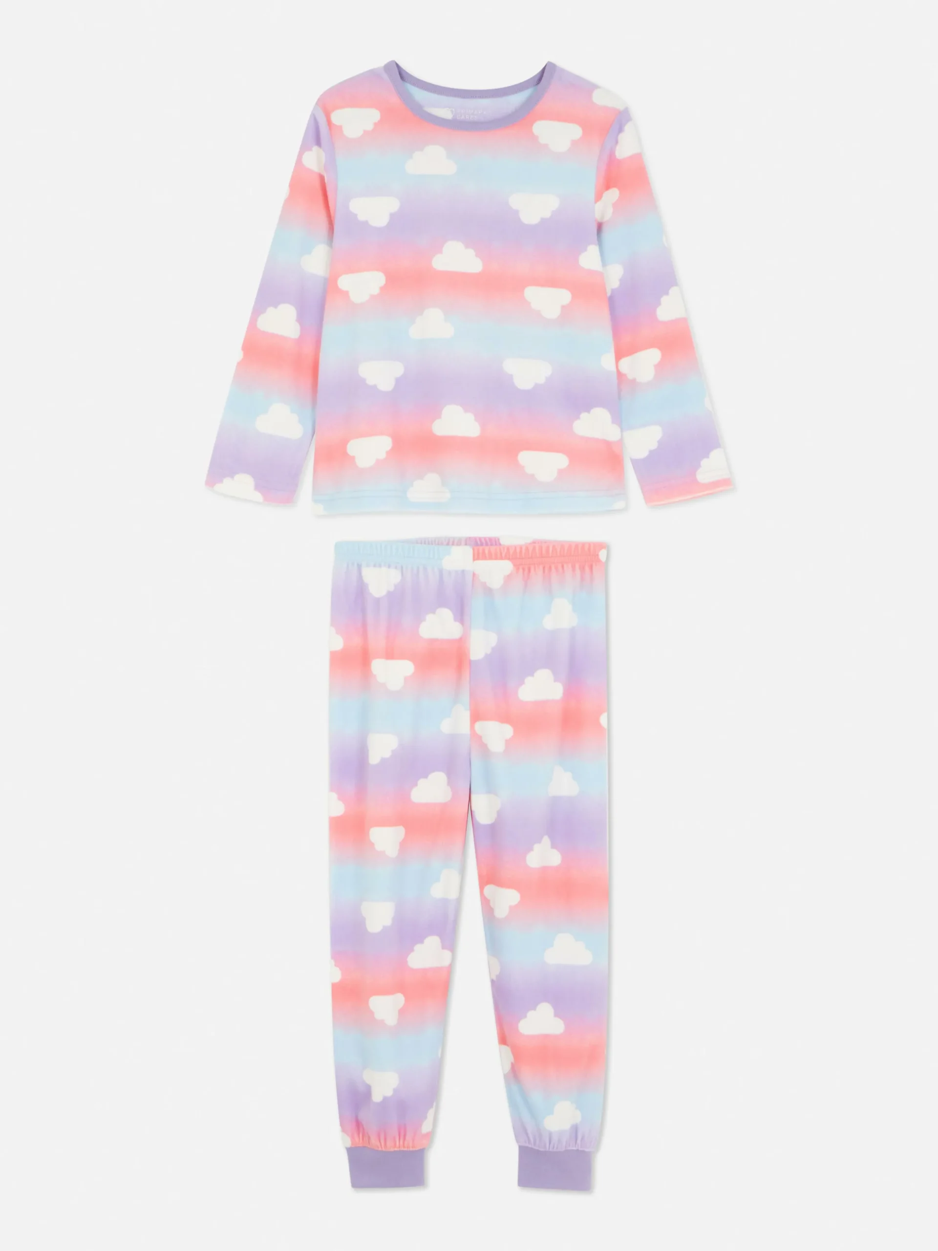 Velours Pyjama Met Wolken En Kleurverloop