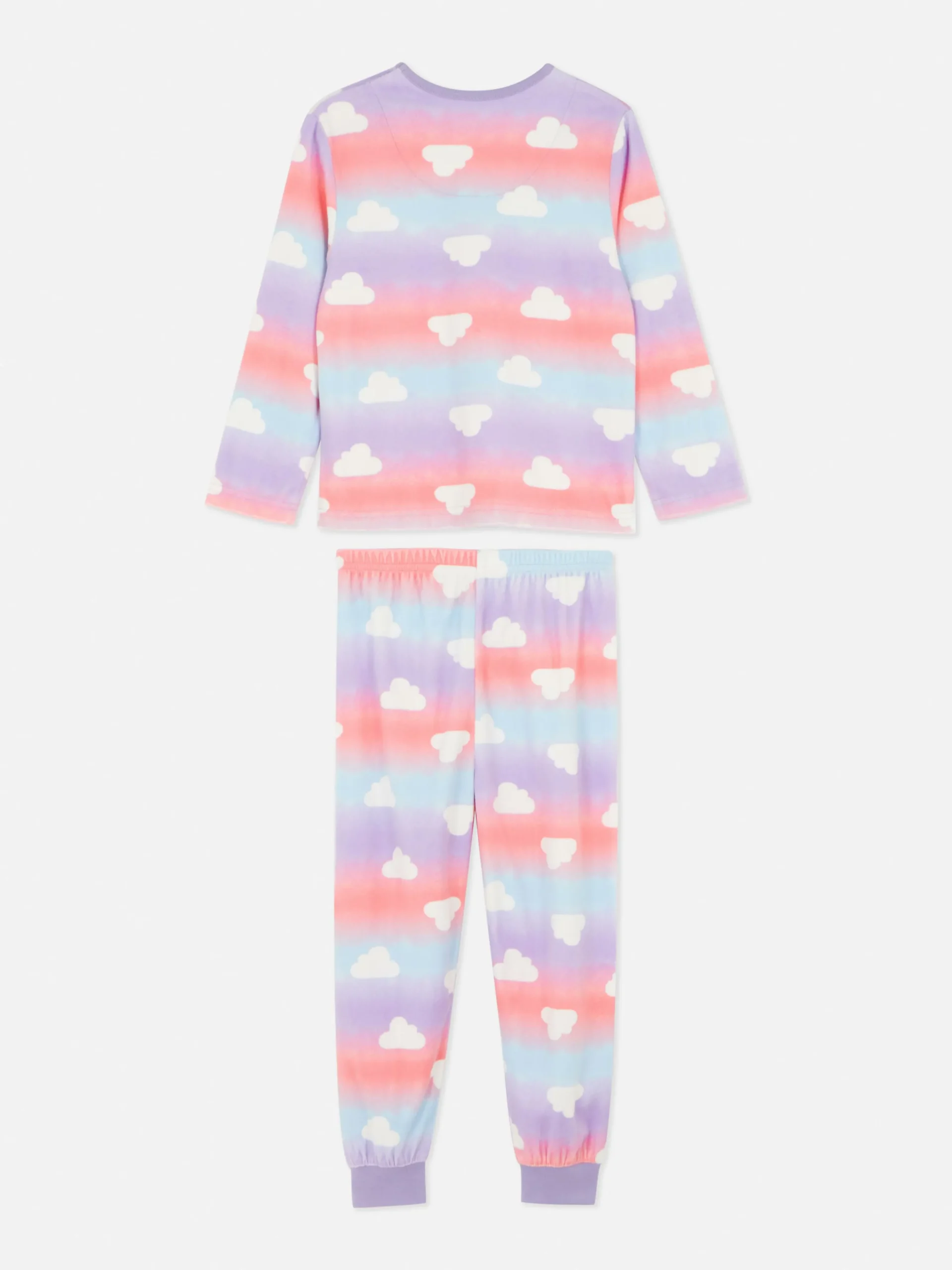 Velours Pyjama Met Wolken En Kleurverloop