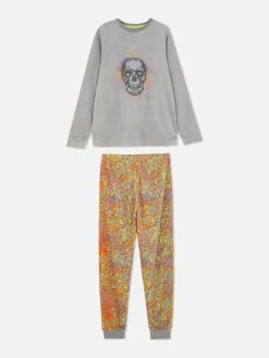 Velours Schedel- En Verfspetterpyjama