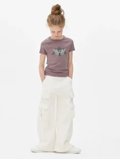 Verwassen T-shirt Met Vlinderprint