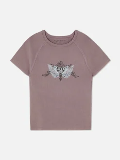 Verwassen T-shirt Met Vlinderprint