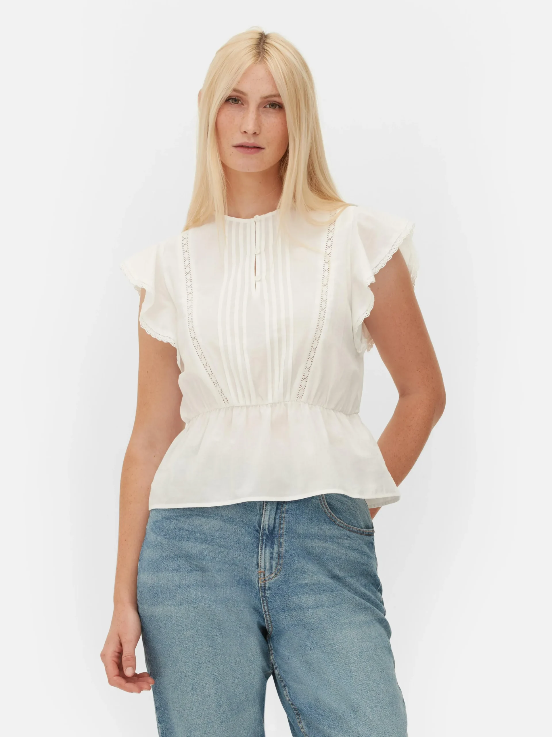 Victoriaanse Mouwloze Top Met Broderie Anglaise