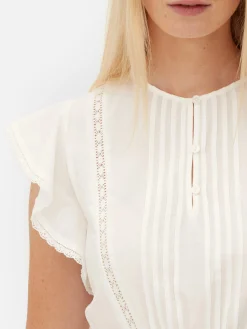 Victoriaanse Mouwloze Top Met Broderie Anglaise