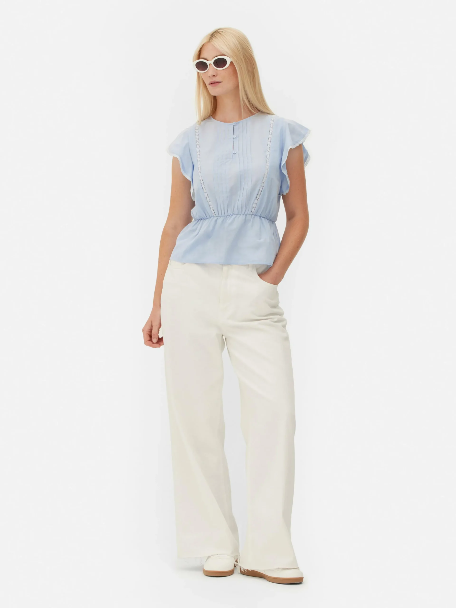 Victoriaanse Mouwloze Top Met Broderie Anglaise